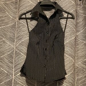 Y2K unique backless pinstripe black & white vest